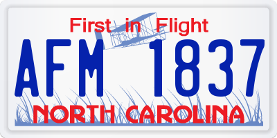 NC license plate AFM1837