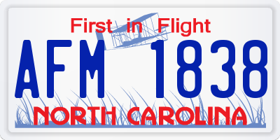 NC license plate AFM1838
