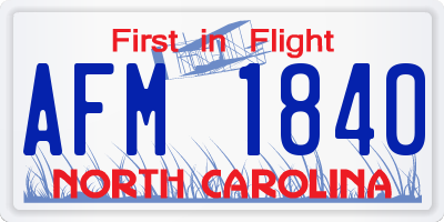 NC license plate AFM1840