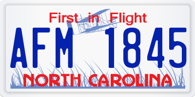 NC license plate AFM1845