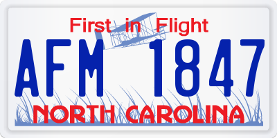 NC license plate AFM1847