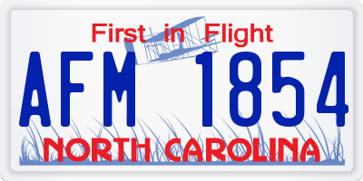 NC license plate AFM1854