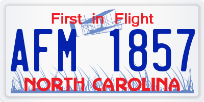 NC license plate AFM1857