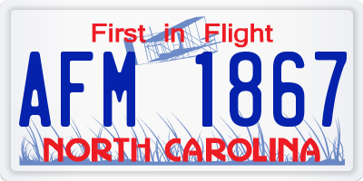 NC license plate AFM1867
