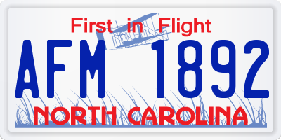 NC license plate AFM1892