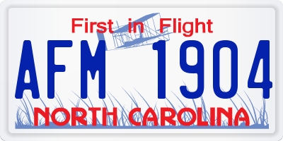 NC license plate AFM1904