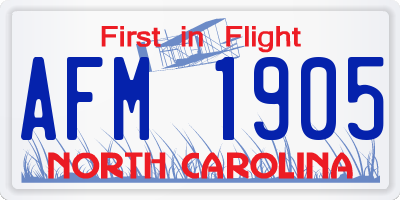 NC license plate AFM1905