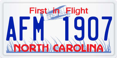 NC license plate AFM1907