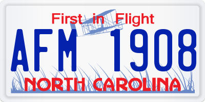 NC license plate AFM1908