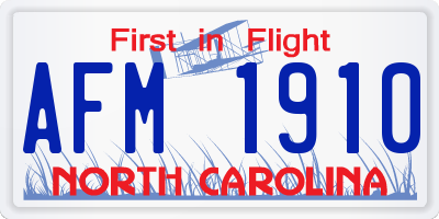 NC license plate AFM1910
