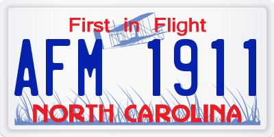 NC license plate AFM1911