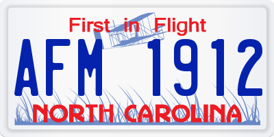 NC license plate AFM1912