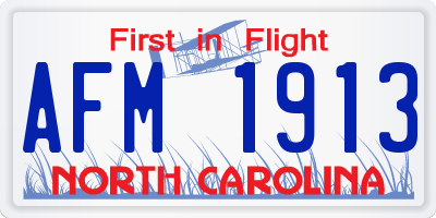 NC license plate AFM1913