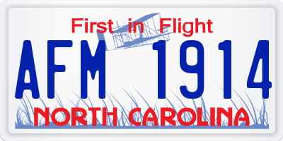 NC license plate AFM1914
