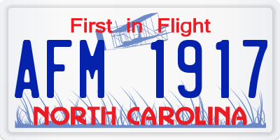 NC license plate AFM1917