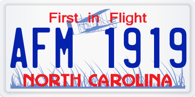 NC license plate AFM1919