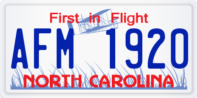 NC license plate AFM1920