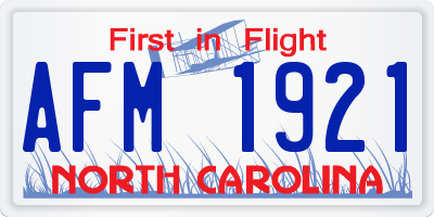 NC license plate AFM1921
