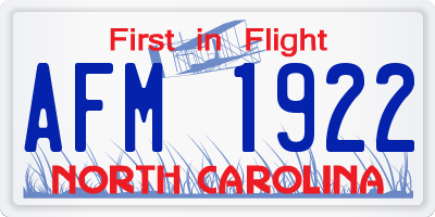 NC license plate AFM1922