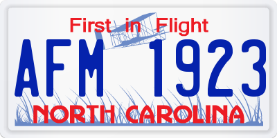 NC license plate AFM1923