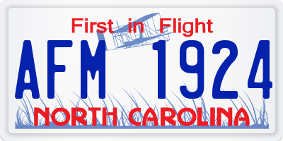 NC license plate AFM1924