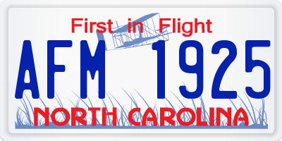 NC license plate AFM1925