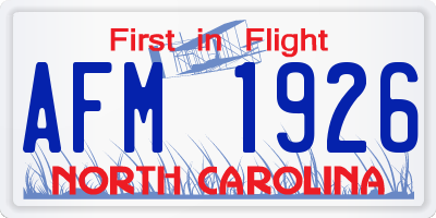 NC license plate AFM1926
