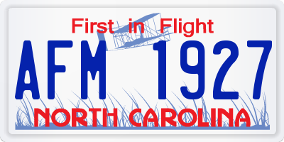 NC license plate AFM1927