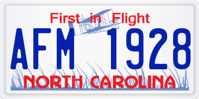 NC license plate AFM1928