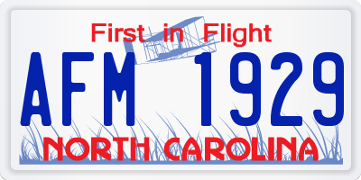 NC license plate AFM1929