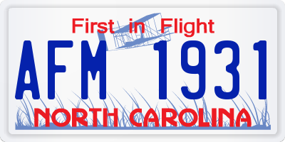 NC license plate AFM1931