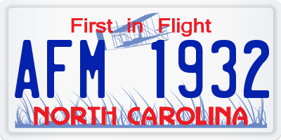 NC license plate AFM1932