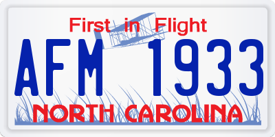 NC license plate AFM1933