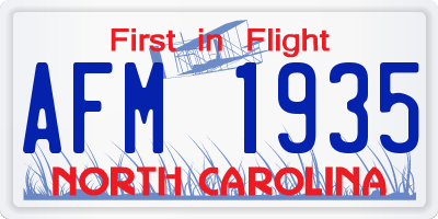 NC license plate AFM1935