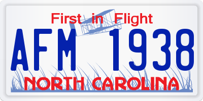 NC license plate AFM1938