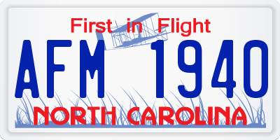 NC license plate AFM1940