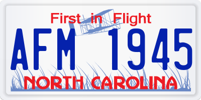 NC license plate AFM1945