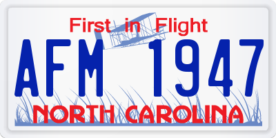 NC license plate AFM1947