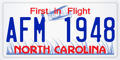 NC license plate AFM1948
