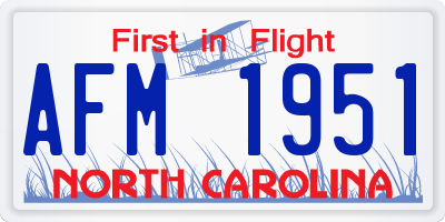 NC license plate AFM1951