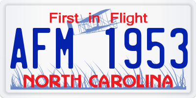 NC license plate AFM1953