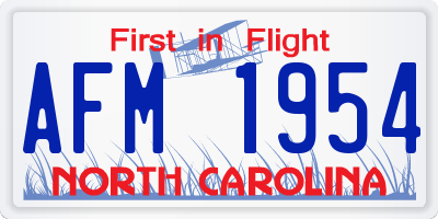 NC license plate AFM1954
