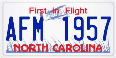NC license plate AFM1957