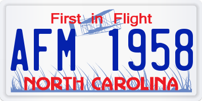 NC license plate AFM1958