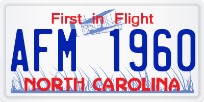 NC license plate AFM1960