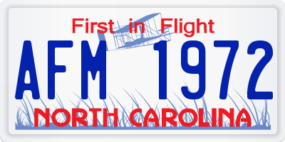 NC license plate AFM1972