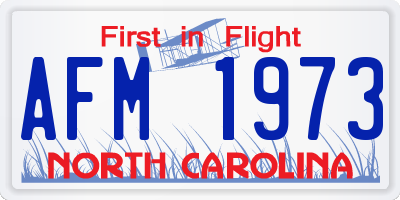 NC license plate AFM1973