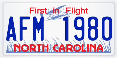 NC license plate AFM1980