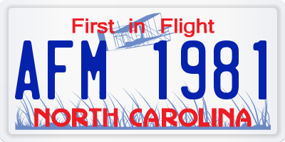 NC license plate AFM1981