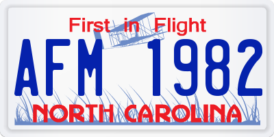 NC license plate AFM1982